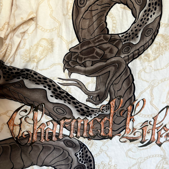 RARE Vintage Y2K Christian Audigier Shirt Mens XXL Snake Print Chain - Picture 15 of 16